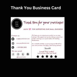 Thank You Business Card editable and printable template
